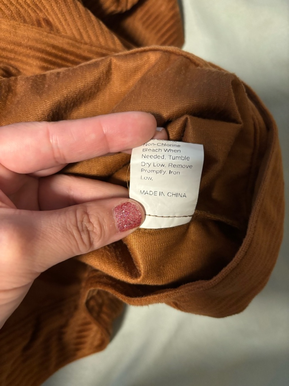 Corduroy Button-Front Trucker Jacket in Camel - Picture 10 of 11